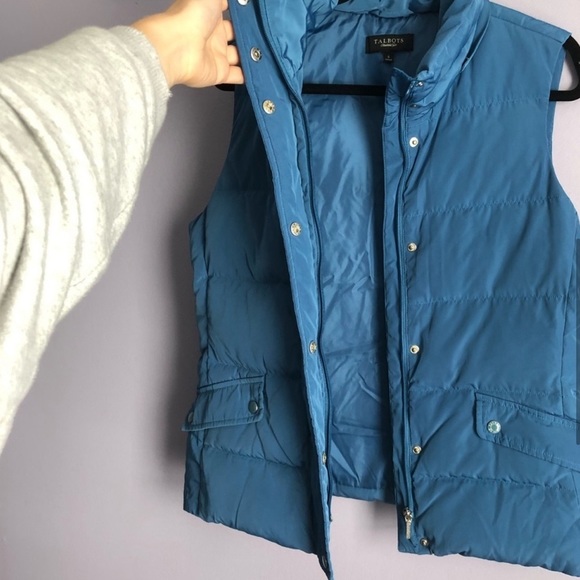 Talbots Womens Vest Small Down Fill Blue Puffer Jacket Zip Outer Wear Pocket - Picture 5 of 9
